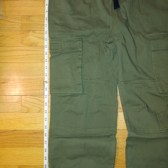 Green Army Cargo Pants Joggers Elastic Drawstring Extra Pockets WOMEN'S LARGE - Picture 4 of 10